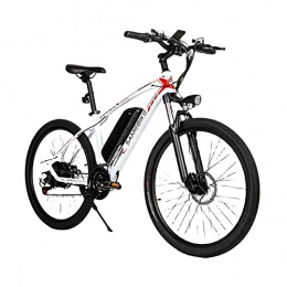Bicicleta Eléctrica Bicicleta de Montaña de 26 pulgadas, Desmontable y Recargable 48V 8Ah Batería de iones de Litio Engranaje de 21 Velocidades, Urban Mountain Hybrid 500W Motor-Blanco