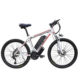 TAOCI Bicicletas de montaña eléctrica Bicicleta eléctrica de 1000 W, 26-Zoll e-MTB con batería extraíble de 48 V y 13 Ah, Caja de Cambios Shimano de 21 velocidades, Velocidad máxima: 45 km / h, 3 Modos de conducción (White Red, 1000W)