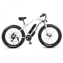 AZXV Bicicletas de montaña eléctrica Bicicleta eléctrica de montaña, 21 velocidades Suspensión Acero de Alto Contenido de Carbono MTB Bicicleta, Ruedas de 26 Pulgadas, antideslizamiento Dual antidesliza White-48V10ah