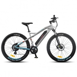 STITCH Bicicleta Bicicleta eléctrica de montaña Rockshark, marco de aluminio, 27, 5 pulgadas, Shimano de 24 velocidades, horquilla de suspensión con batería de 36 V y 11, 6 Ah, color negro y gris
