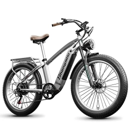 VLFINA Bicicleta Bicicleta eléctrica de pedaleo asistido con suspensión Total para Adultos, 26" x 3.0 Fat Tire, Shimano 7vel, batería extraíble 48V15Ah, Bicicleta de montaña eléctrica Retro 26 Pulgadas