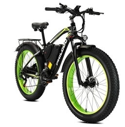 HFRYPShop Bicicletas de montaña eléctrica Bicicleta Eléctrica E-MTB 26", Bicicleta de Montaña con 4, 0 Neumáticos Gordos Batería Litio 48V 13Ah, 85N.m, Shimano 21vel, Freno de Disco Hidraulico, Kilometraje de Recarga 70KM - Verde