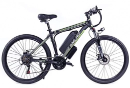 ZWR Bicicletas de montaña eléctrica Bicicleta eléctrica MTB de 26 pulgadas Adult Smart Mountain Bike, 48 V / 10 Ah batería de litio extraíble, 27 velocidades, 5 archivos, color Negro y verde, tamaño 26inches