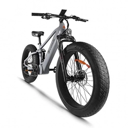 Accolmile Bicicleta Bicicleta eléctrica para Fat Tire Beach Snow Bicicleta eléctrica de 26 pulgadas, motor BAFANG BBSHD 48V 1000W Mid con batería de litio extraíble de 12.8Ah, Shimano 9 Speed ​​Full Suspension (gris)