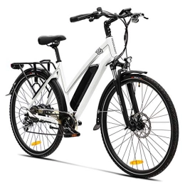 VecoCraft Bicicletas de montaña eléctrica Bicicleta eléctrica VecoCraft Athena E-Bike Trekking Pedelec ruedas guía para hombre y mujer de 28 pulgadas, con batería de 36 V 250 W 17, 5 Ah Samsung de 25 km / h 120 km, Shimano de 8 velocidades
