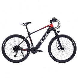 GTWO Bicicletas de montaña eléctrica CF275 Adulto Ebike 27.5 Pulgadas 27 Velocidad Bicicleta de montaña Peso Ligero Marco de Fibra de Carbono Suspensión de Aire Horquilla Delantera (Negro Rojo)