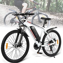 CHEIRS Bicicletas de montaña eléctrica CHEIRS Bicicleta eléctrica MTB de 26", batería de Iones de Litio extraíble de 350 W, 36 V y 10 Ah, hasta 35 km / h con 21 velocidades, para Ejercicio en Bicicleta al Aire Libre, White