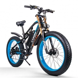 cysum Bicicleta cysum Bicicletas eléctricas para Hombres, Fat Tire Ebikes de 26 Pulgadas Bicicletas Todo Terreno, Bicicleta de montaña para Adultos con 48V 17Ah Batería de Litio extraíble (Black-Blue)