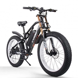 cysum Bicicletas de montaña eléctrica cysum Bicicletas eléctricas para Hombres, Fat Tire Ebikes de 26 Pulgadas Bicicletas Todo Terreno, Bicicleta de montaña para Adultos con 48V 17Ah Batería de Litio extraíble (Black-White)