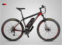DASLING Electric Mountain Bike Use Lithium Battery Booster Motor 48V 350W Speed   25Km/H with 26 Inch Tire-Negro Rojo