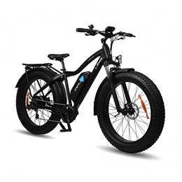 DERUIZ Bicicletas de montaña eléctrica DERUIZ Lava Bicicletas eléctricas para Adulto, Fat Tire Bike de 26 Pulgadas Bici Todo Terreno, Bicicleta de Montaña con 48V 624Wh Batería de Litio extraíble(Negro)