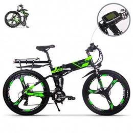 RICH BIT Bicicleta eBike_RICHBIT RLH-860 bicicleta elctrica bicicleta de montaña plegable MTB e bicicleta 36V * 250W 12.8Ah litio - batera de hierro 26inch rueda integrada de magnesio (verde)