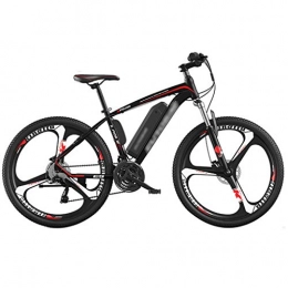 FFF-HAT Amortiguación Off-Road Mountain Bike Bicicleta eléctrica para Hombre de 26 Pulgadas, Negro Rojo/Blanco Azul Duración de la batería 40KM