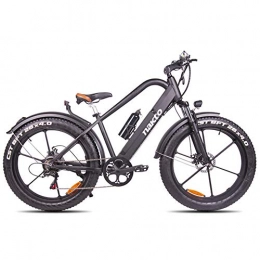H＆J Bicicletas de montaña eléctrica H＆J Bicicleta de montaña eléctrica Bicicleta híbrida de 6 velocidades de 26 Pulgadas Amortiguador hidráulico de 48 V y Frenos de Disco Delanteros y Traseros (Ancho de neumático de 4")