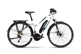 HAIBIKE Bicicletas de montaña eléctrica Haibike Sduro Trekking 4.0 - Bicicleta eléctrica para mujer, color blanco / azul, talla L