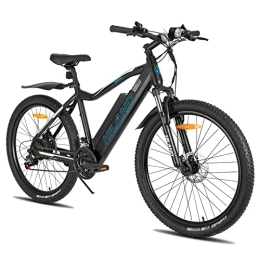 ROCKSHARK Bicicletas de montaña eléctrica HILAND 27, 5 Pulgadas Bicicleta Eléctrica Motor 250 W, E-MTB para Hombre y Mujer con Shimano 21 Velocidades con Batería de Litio de 36 V 10, 4 Ah e Iluminación, Bicicleta de Montaña, Negro