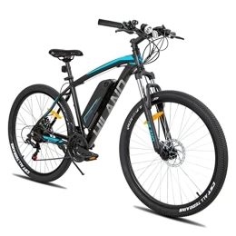 ROCKSHARK Bicicletas de montaña eléctrica Hiland Bicicleta de Montaña Eléctrica de 27, 5 Pulgadas para Hombre y Mujer E-MTB con Shimano de 21 Marchas y Freno de Disco E-Bike con Horquilla de Suspensión, Color Negro…