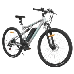 STITCH Bicicleta Hiland Bicicleta Eléctrica de 29 Pulgadas para Hombre y Mujer con Suspensión Completa Motor de 250 W Batería de Litio de 36 V 10, 4 Ah 22 Velocidades E-Bike Gris