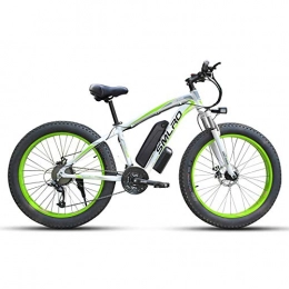 JUYUN Bicicleta JUYUN Bicicleta Eléctrica 350W Montaña Beach Cruiser Neumático Gordo de 26 Pulgadas, Bateria de Litio 48V 15Ah E-Bike para Adultos y Adolescentes, Pedal Assist, White Green