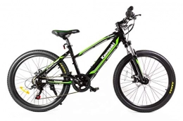 Kawasaki Bicicletas de montaña eléctrica Kawasaki Bicicleta eléctrica infantil de 24 pulgadas, verde / negro, XS