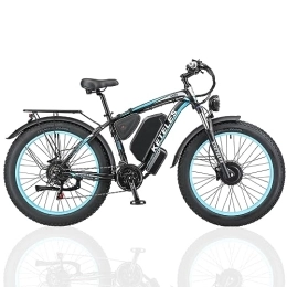 Kinsella Bicicletas de montaña eléctrica Kinsella K800 ATV eléctrico de doble motor, batería Samsung 23AH, neumáticos grandes de 26 pulgadas, motor en cubo de engranajes sin escobillas de 90 Nm, frenos de disco hidráulicos. (Azul Negro)
