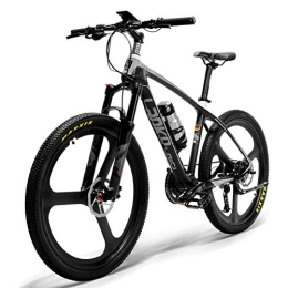LANKELEISI Bicicleta LANKELEISI S600 26 '' Bicicleta eléctrica Cuadro de Fibra de Carbono 240W Bicicleta de montaña, Sistema de Sensor de par, Horquilla de suspensión con Cierre de Aceite y Gas (Blanco Negro)