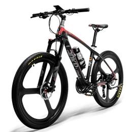 LANKELEISI Bicicleta LANKELEISI S600 26 '' Bicicleta eléctrica Cuadro de Fibra de Carbono 240W Bicicleta de montaña, Sistema de Sensor de par, Horquilla de suspensión con Cierre de Aceite y Gas (Negro Rojo)