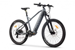Moma Bikes Bicicletas de montaña eléctrica Moma Bikes Bicicleta Eléctrica E-MTB 27.5", Shimano 24vel, frenos hidráulicos, batería Litio 48V 13Ah (624Wh), Color Gris