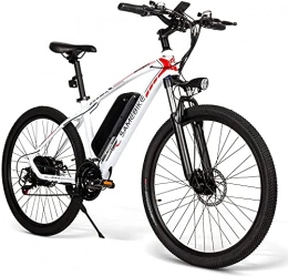 MY-SM26 Bicicleta de montaña eléctrica de 26 pulgadas, rueda de 48 V, 350 W, bicicleta eléctrica, 3 modos, 21 velocidades, cambio de marchas LCD, para adultos, color blanco