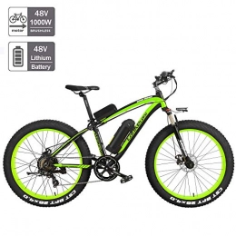 Nbrand Bicicleta Nbrand 26" Bicicleta eléctrica Bicicleta de Nieve Fat Bike, Bicicleta montaña de 26 * 4.0 Fat Tire, Horquilla de suspensión bloqueable, 3 Modos de conducción (Green, 1000W 10Ah)