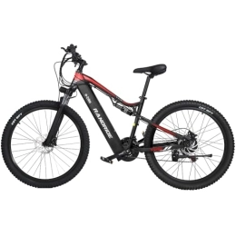 RANDRIDE YG90 - Bicicleta eléctrica de 27,5 pulgadas, batería de 48 V, 17 Ah, con pedaleo asistido de 21 velocidades, freno de disco hidráulico, marco de aleación de aluminio (YG90/negro)