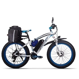 RICH BIT Bicicleta RICH BIT 012 Bicicleta eléctrica de montaña, Bicicleta eléctrica de con batería de Litio extraíble de 48 V 17 Ah, Pantalla LCD, Shimano de 21 velocidades (Azul Blanco 2.0)