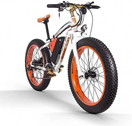RICH BIT Bicicleta RICH BIT Bicicleta eléctrica de 26 Pulgadas 1000w 48v Motor sin escobillas Bicicleta de Ejercicio, batería de Litio extraíble 17Ah Bicicleta de montaña Freno de Disco mecánico (Naranja-Blanco)
