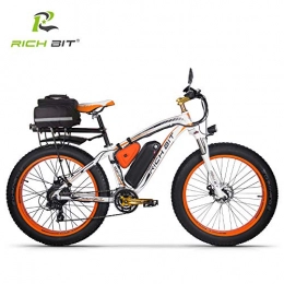 RICH BIT Bicicleta RICH BIT Bicicleta eléctrica TOP-022 1000W 26 Pulgadas neumático Gordo eléctrico Bicicleta de Nieve 48V * 17Ah batería de Iones de Litio Beach Mountain Ebike (Naranja Blanca)