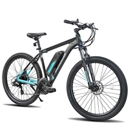HH HILAND Bicicletas de montaña eléctrica Rockshark - Bicicleta eléctrica de montaña de 27, 5 pulgadas para hombre y mujer, con motor Shimano de 21 marchas y rueda trasera y batería de litio de 36 V, 10, 4 Ah, color gris