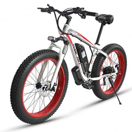 SAWOO Bicicletas de montaña eléctrica SAWOO Bicicleta Eléctrica E-Bike Fat Snow Bike 1000w-48v-15ah Batería De Litio 26 * 4.0 Bicicleta De Montaña Bicicleta De Montaña Shimano De 21 Velocidades Bicicleta Eléctrica Inteligente (Rojo)