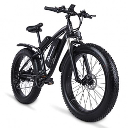 Brogtorl Bicicletas de montaña eléctrica Shengmaile-mx02s 26 Pulgadas 48V 1000W Bicicleta eléctrica neumático Gordo batería de Litio Freno de Disco hidráulico (Negro, Agrega una batería Extra)