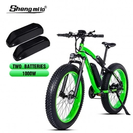 Shengmilo Bicicleta Shengmilo 1000W Motor Elctricas 26 Pulgadas Mountain E-Bike Bicicleta Plegable Elctrica Neumtico Gordo de 4 Pulgadas Shimano 21 Speed & XOD Brake (Verde)