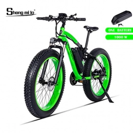 Shengmilo Bicicletas de montaña eléctrica Shengmilo 1000W Motor Eléctricas, 26 Pulgadas Mountain E-Bike, Bicicleta Plegable Eléctrica, Neumático Gordo de 4 Pulgadas, Solo Una Batería Incluida (Verde)