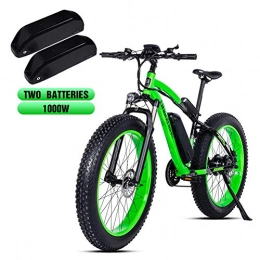 Shengmilo-MX02 Bicicletas de montaña eléctrica Shengmilo-MX02 26 Pulgadas neumático Gordo Bicicleta eléctrica 1000 W Beach Cruiser Hombres Mujeres Montaña e-Bike Pedal Assist 48V 17AH batería (Verde (Dos Pilas), China Motor 1000w)