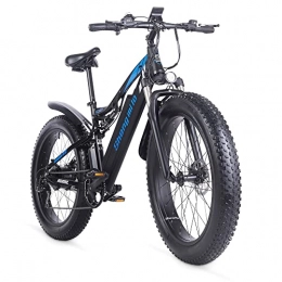 Shengmilo Bicicleta Shengmilo -MX03 Full Suspensión Bicicleta eléctrica, Snow Mountain Bicicleta eléctrica, 26 pulgadas 4.0 Fat Tire ebike, 48 V * 17 Ah Batería de litio, Shimano 7 velocidades