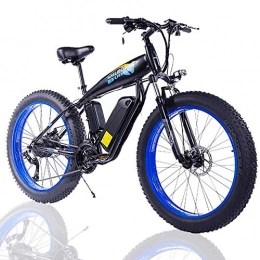 SHOE Bicicletas de montaña eléctrica SHOE Adulto Fat Tire Bicicleta Elctrica, con Gran Capacidad Extrable De Iones De Litio (48V 500W) De 27 Velocidades Y Engranaje De Tres Modos De Trabajo, Black Blue
