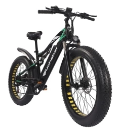 Suchahar Bicicleta Suchahar Bicicleta de Montaña Eléctrica Shimano 7 Velocidades 26 * 4 Ebike Batería Extraíble 48V17Ah Doble Suspensión Bicicleta Eléctrica para Adultos