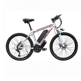 T-XYD Bicicleta T-XYD Bicicleta de montaña hbrida, Bicicleta elctrica para Adultos 48V 350W, 21 Velocidad Variable 26 Pulgadas, Snow Road Cruiser Motocicleta con Faros LED, White Red