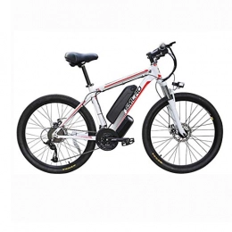 T-XYD Bicicletas de montaña eléctrica T-XYD Bicicleta de montaña híbrida, Bicicleta eléctrica para Adultos 48V 350W, 21 Velocidad Variable 26 Pulgadas, Snow Road Cruiser Motocicleta con Faros LED, White Red