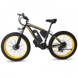 TGHY Bicicleta de Montaña Eléctrica Motor de 350W Neumático Grueso de 26" Bicicleta de Nieve con Asistencia de Pedal Batería de 48V 13Ah Completa 21 Velocidades Freno de Disco,Black Yellow