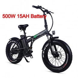 XXCY Bicicletas de montaña eléctrica XXCY - Bicicleta eléctrica plegable, 500 W, ruedas gruesas 50 x 10 cm (20 x 4, 0 pulgadas), 48 V, batería de 15 Ah, pantalla LCD, Negro