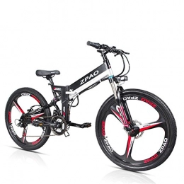ZPAO Bicicleta ZPAO KB26 26 Inch Folding Electric Bicycle, 48V 10.4Ah Lithium Battery, 350W Mountain Bike, 5 Grade Pedal Assist, Suspension Fork (Black Integrated Wheel)
