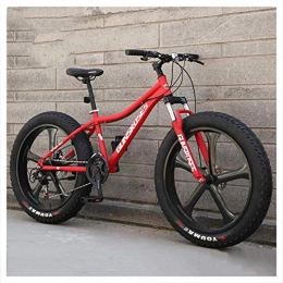 giyiohok Bicicleta 26 pulgadas Hardtail Mountain Bike Fat Tire Mountain Trail Bike para adultos Hombres Mujeres Frenos de disco mecnicos Bicicleta de montaña con suspensin delantera-24 velocidad_5 radios rojos