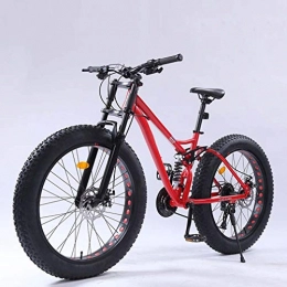 AISHFP Bicicleta AISHFP Bicicleta de montaña Fat Tire para Hombre Adulto, Bicicletas de Playa de Nieve de Velocidad Variable, Bicicletas de Viaje Todoterreno, Ruedas de 26 Pulgadas, Rojo, 21 Speed